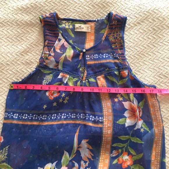 Hollister semi-sheer blue floral tank top XS - Picture 4 of 6
